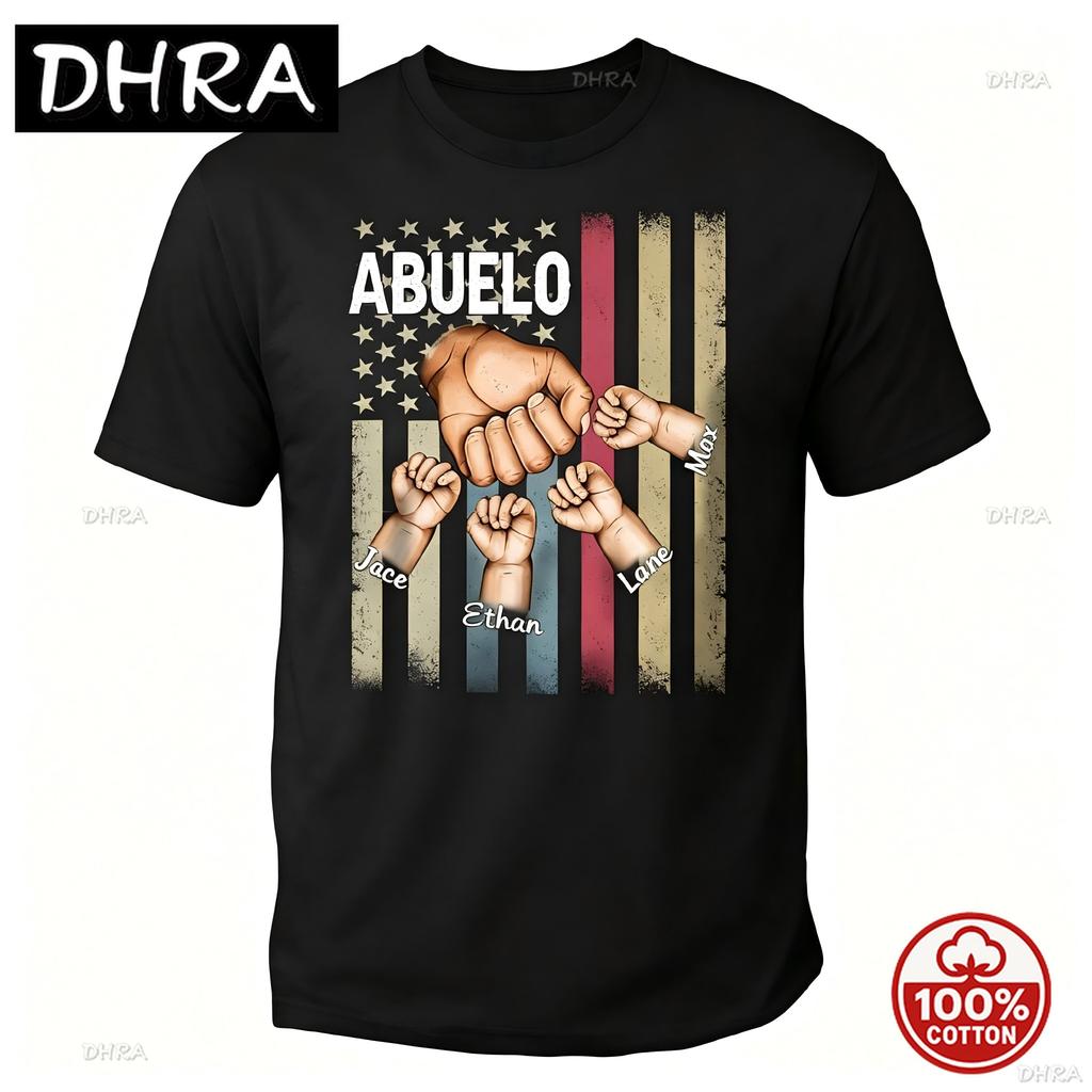 Customized Unisexs Grandpa American Flag Fathers Day 4th Of July First Gift Tshirts For Dad Poppop Pop Papa With Grandkids Names