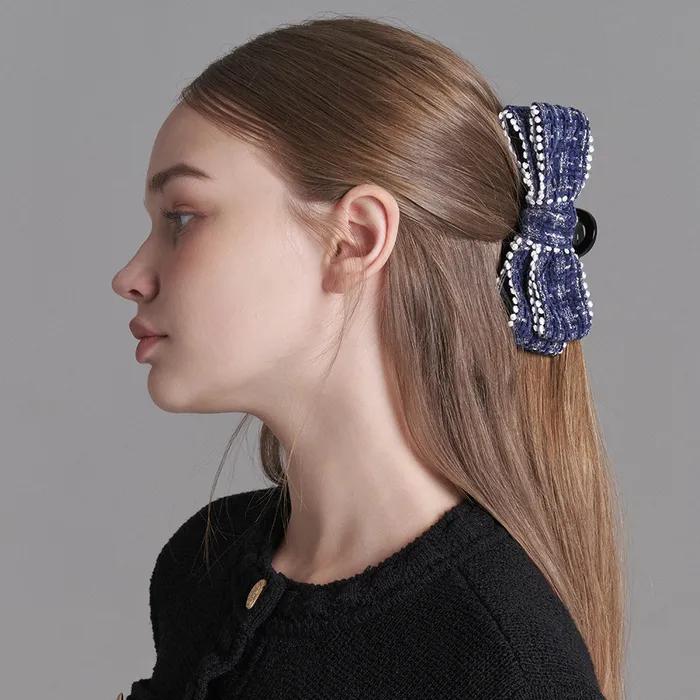 Tweed hair clip invertel (2 colors)