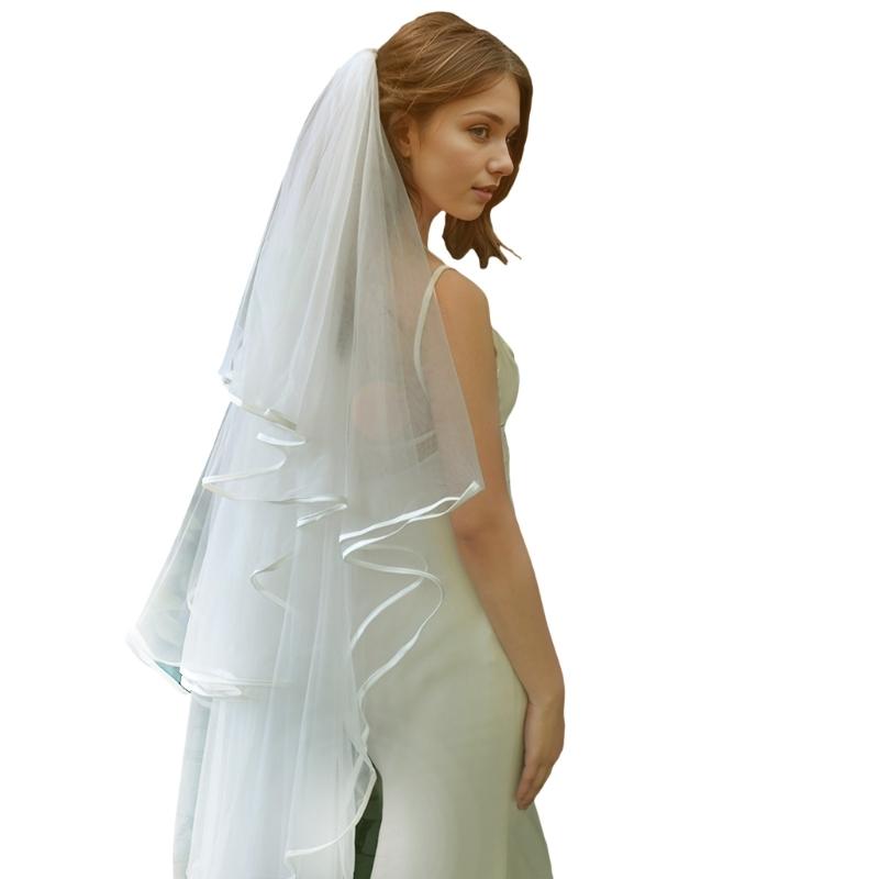 

Cathedral Length 150cm Bridal Veils Four Layered Design Tulle Veils With Invisible Hair Comb for Wedding Ceremony вершковий