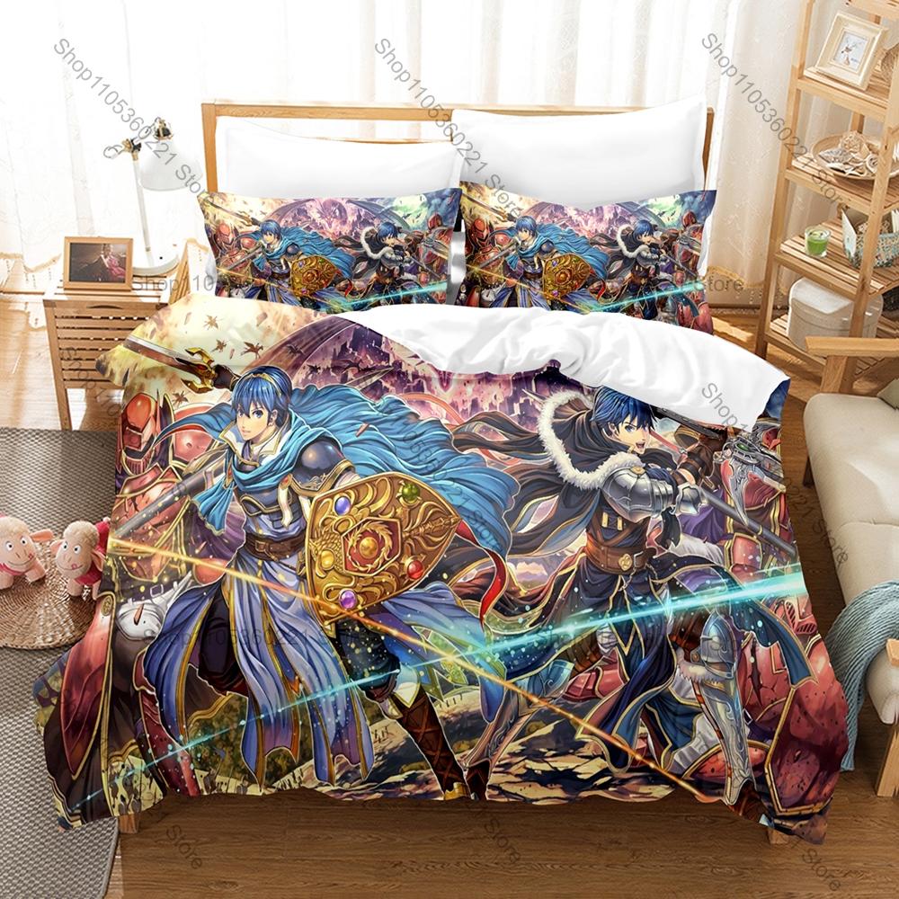 Strategy RPG Fire Emblem Full Printed 3PCS Bedding Duvet Cover + 2 Pillowcases Teen Gamer Dorm Home Decoration Anime