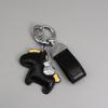 Instant Wealth Leather Keychain with Cartoon Pony Pendant for Couples – Trendy Bag and Car Accessory