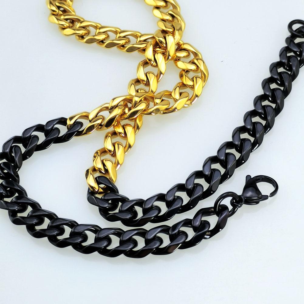 New 316L Stainless Steel Black and 18k Gold Dual Hip Hop Necklace Jewelry