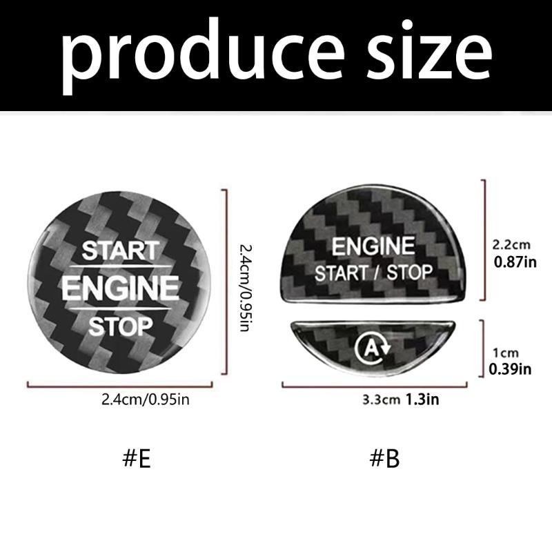 Push Start Button Sticker Trim , Carbon Fiber Look Cover with Adhesive Fit Car Interior Engine Start Stop Button Cover