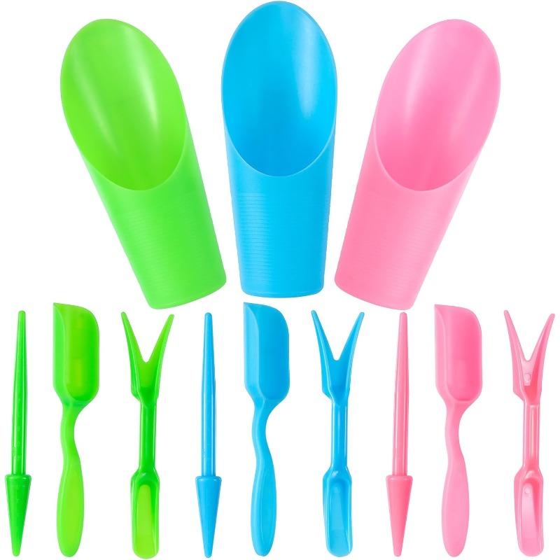 4PCS-Set Garden Shovel Hand Tools Transplanting Succulent Cultivation Digging Scoops Kits Plastic for Flower Planting Bonsai Potting Soil Indoor