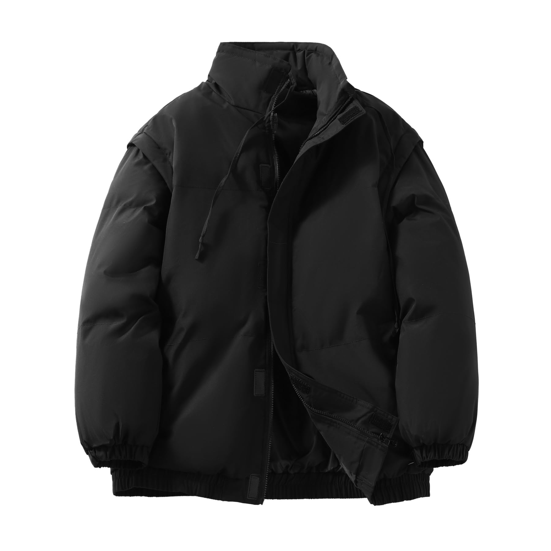 CEEN Padded Winter Solid Stand Thick Detachable Cold Weather and Perfect for and Outdoor Activities Men s Jacket, Color, Collar, Outerwear, Sleeves, чёрный