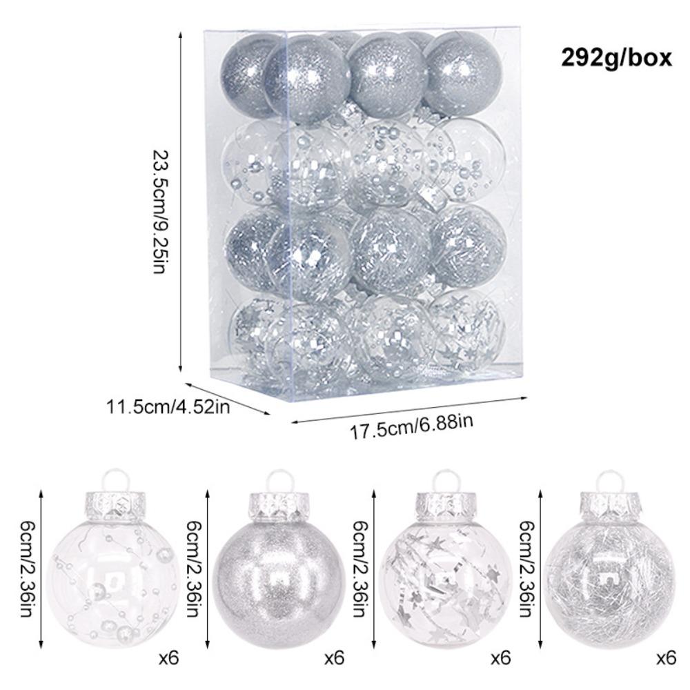 24pcs 10 Colors Christmas Ball Set Plastic Xmas Baubles High-quality Christmas Tree Balls Showcase