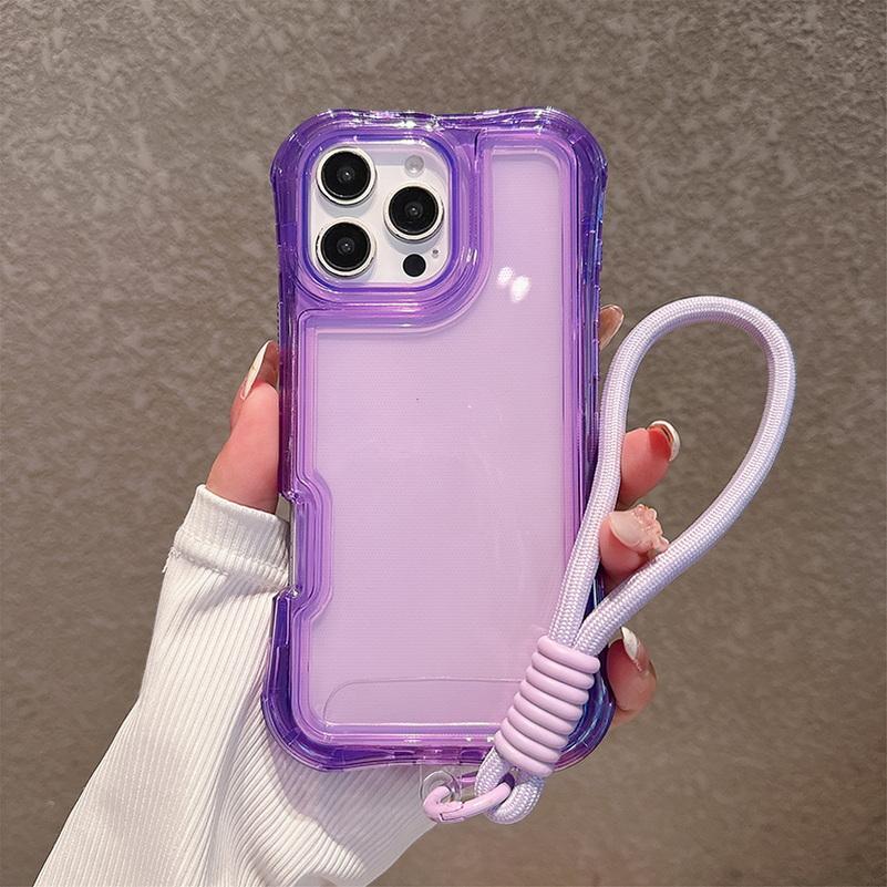 3-in-1 Thick Four-corner Airbag Anti-drop Hand Lanyard Case For iPhone 16 Pro Max 16e 15 + 14 Plus 13 12 11 Protect Cover