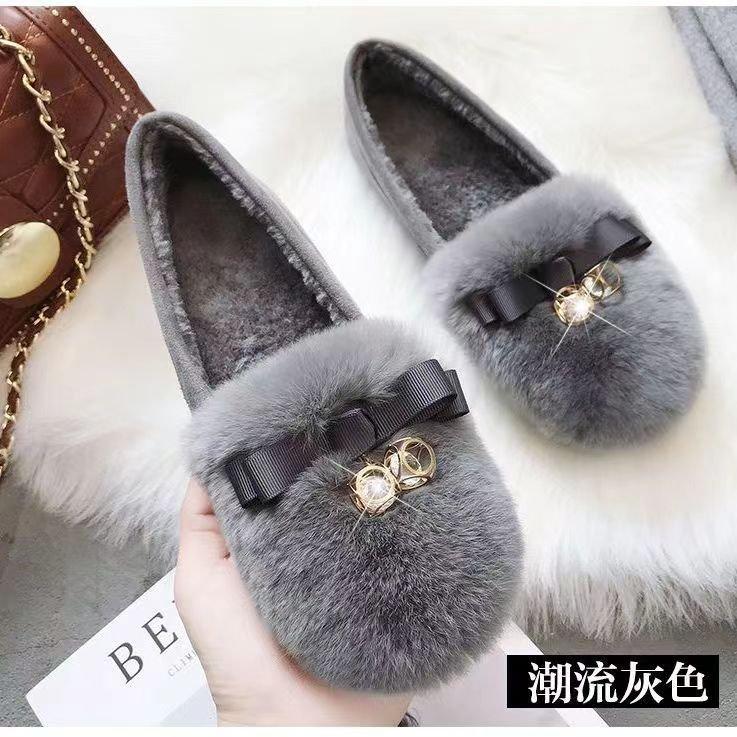 

Туфли Мао Мао женские флисовые осенне-зимние новые с неглубоким вырезом флисовые хлопковые балетки универсальные большого размера 42 серый