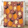 Orange Floral Print Shower Curtain Rustic Farmhouse Decor for Bathrooms Water-Resistant Fabric with Plastic Hooks included (180x