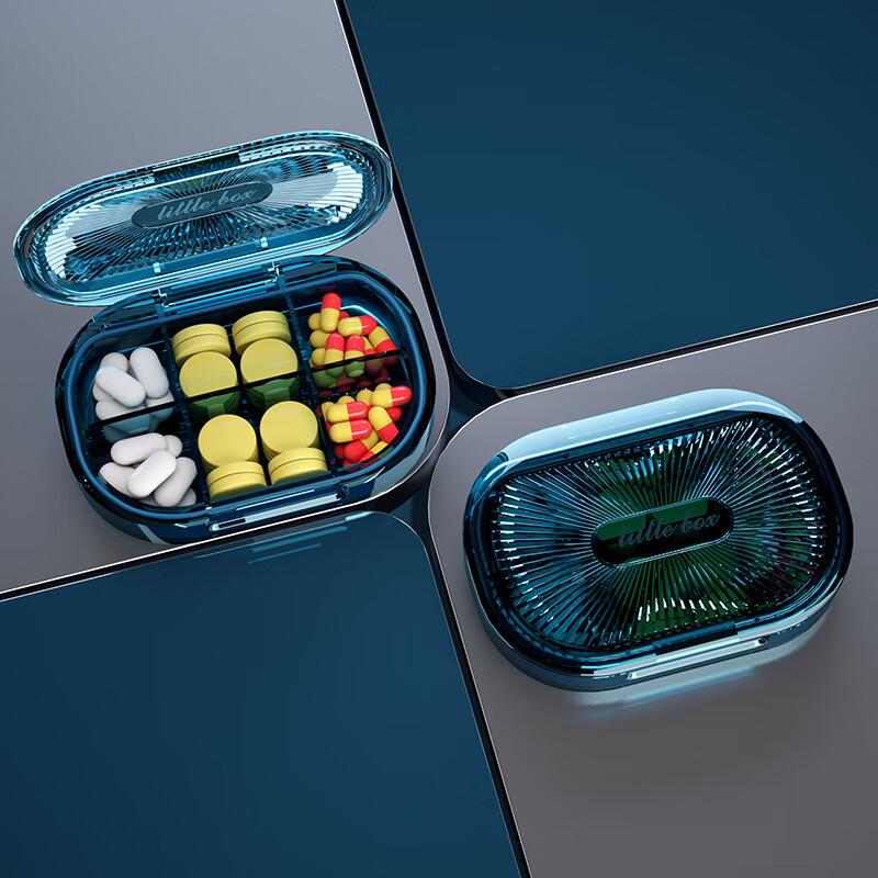 Youjialiangpin Portable Mini Pill Organizer, Weekly Seven-Day 6-Compartment Blue Box