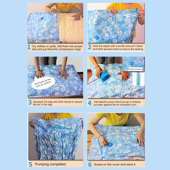 11Pcs Vacuum Storage Bag Reusable Hand Pump Compressed Clothes Pillow Organizer