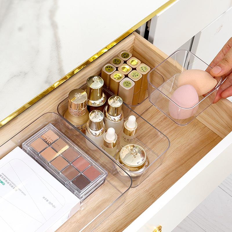 Transparent Modular Storage Box  - Customizable Drawer Trays for Cosmetics, Pens & Small Items, PET Plastic