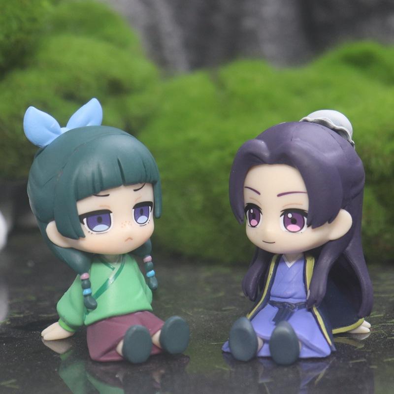 

2pcs/Set Q Version The Apothecary Diaries Maomao Jinshi Mini Figure Anime Kawaii Sitting Toys Desktop Car Ornaments Model Gifts