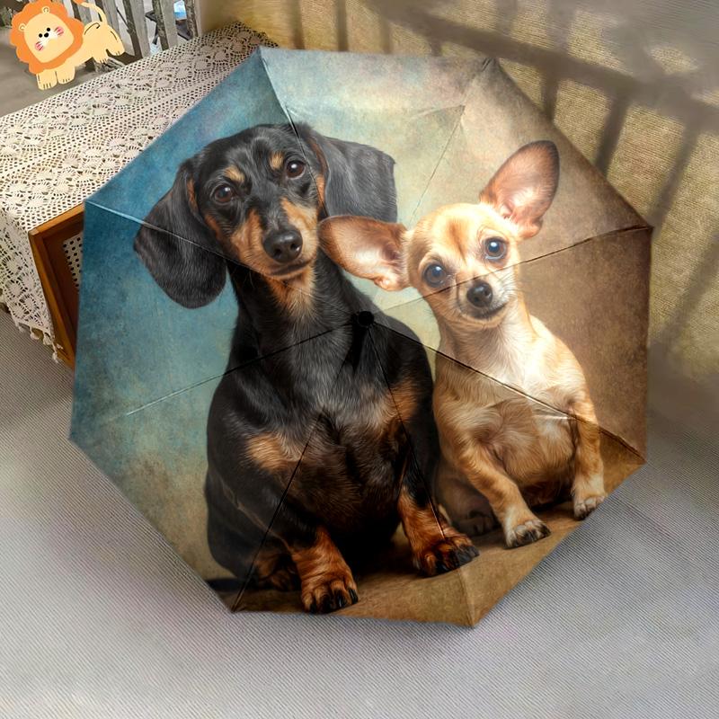 1 PC Automatic Folding Umbrella - Dogs Pattern, Portable & Foldable Design with 8 Ribs, Christmas Birthday Gifts