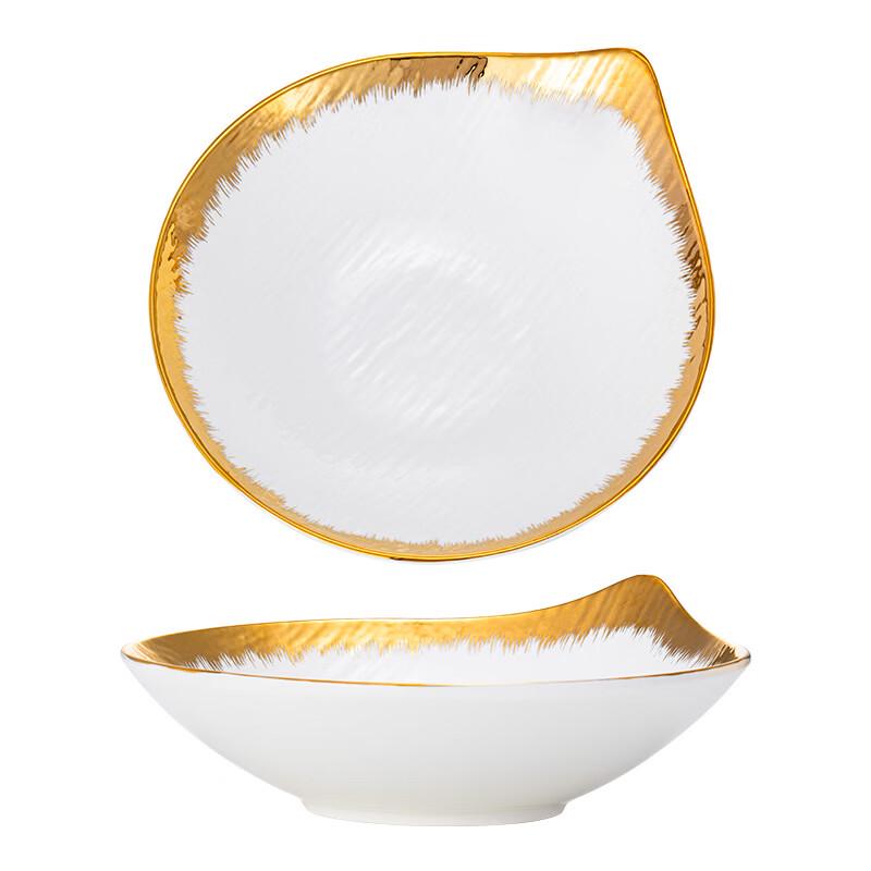 Diruien Gold Plated Ceramic Dining Bowls