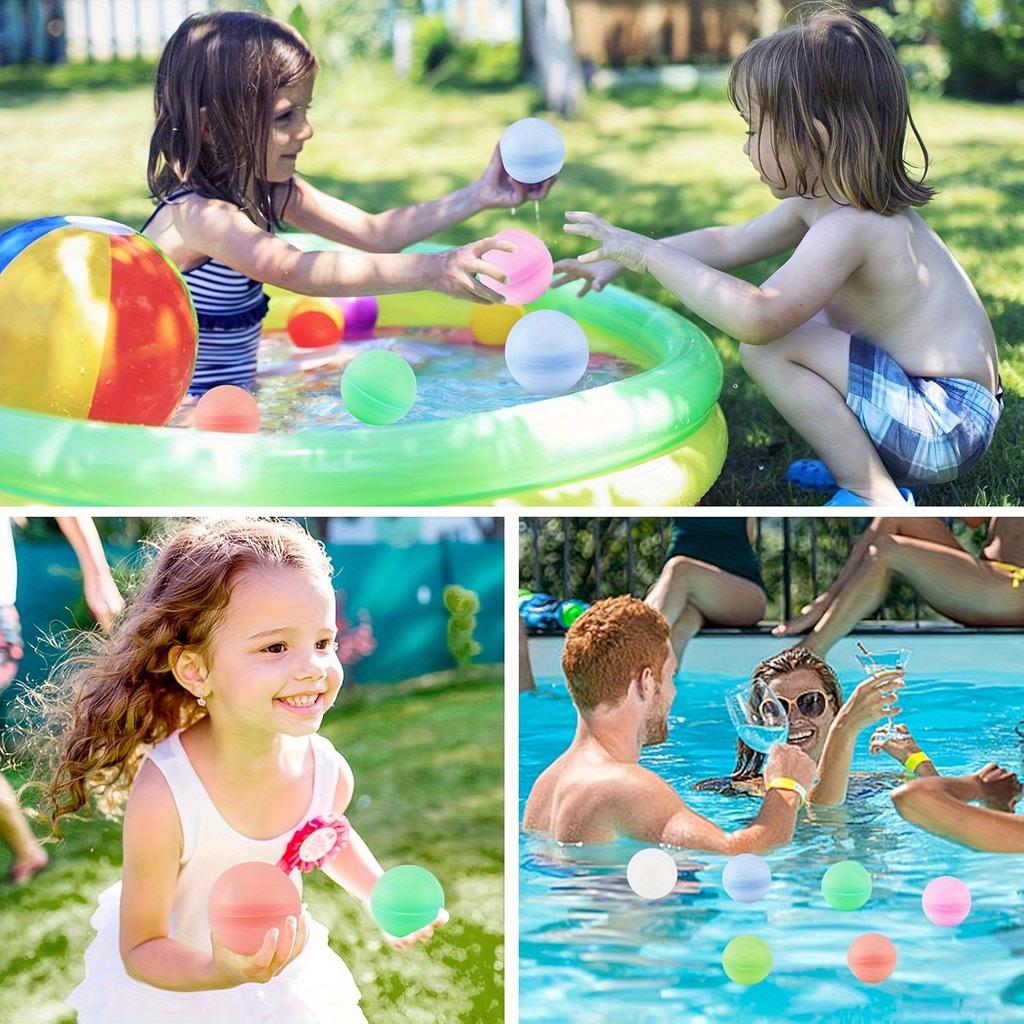 6/10/24 Stück Wiederverwendbare Wasserbälle, Silikon-Wasserballons, Aufblasbare Wasserspielzeuge für Poolspaß - Zufällige Farben