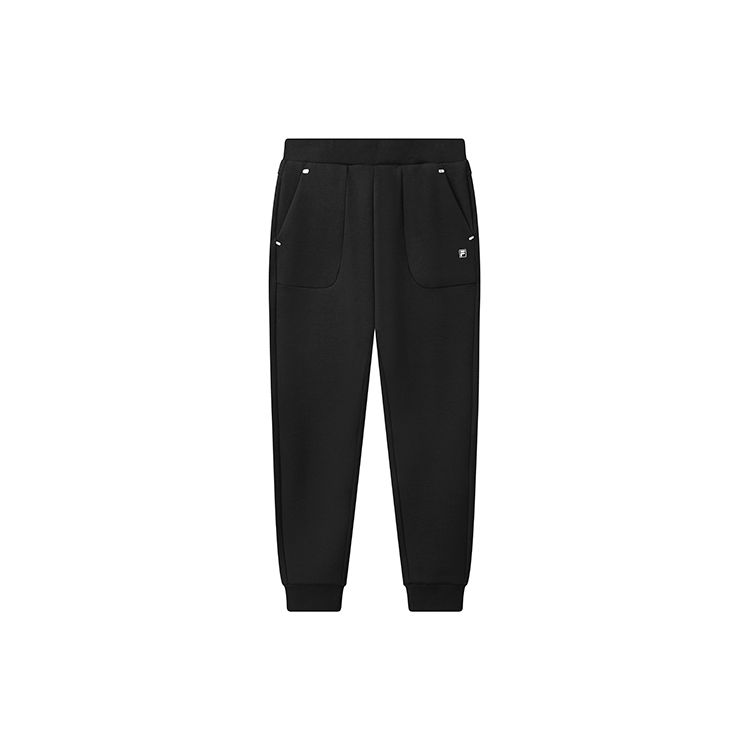 FILA Logo Print Tapered Mid-Rise Knit Sports Pants Women bottoms Black F11W112613F-BK XL