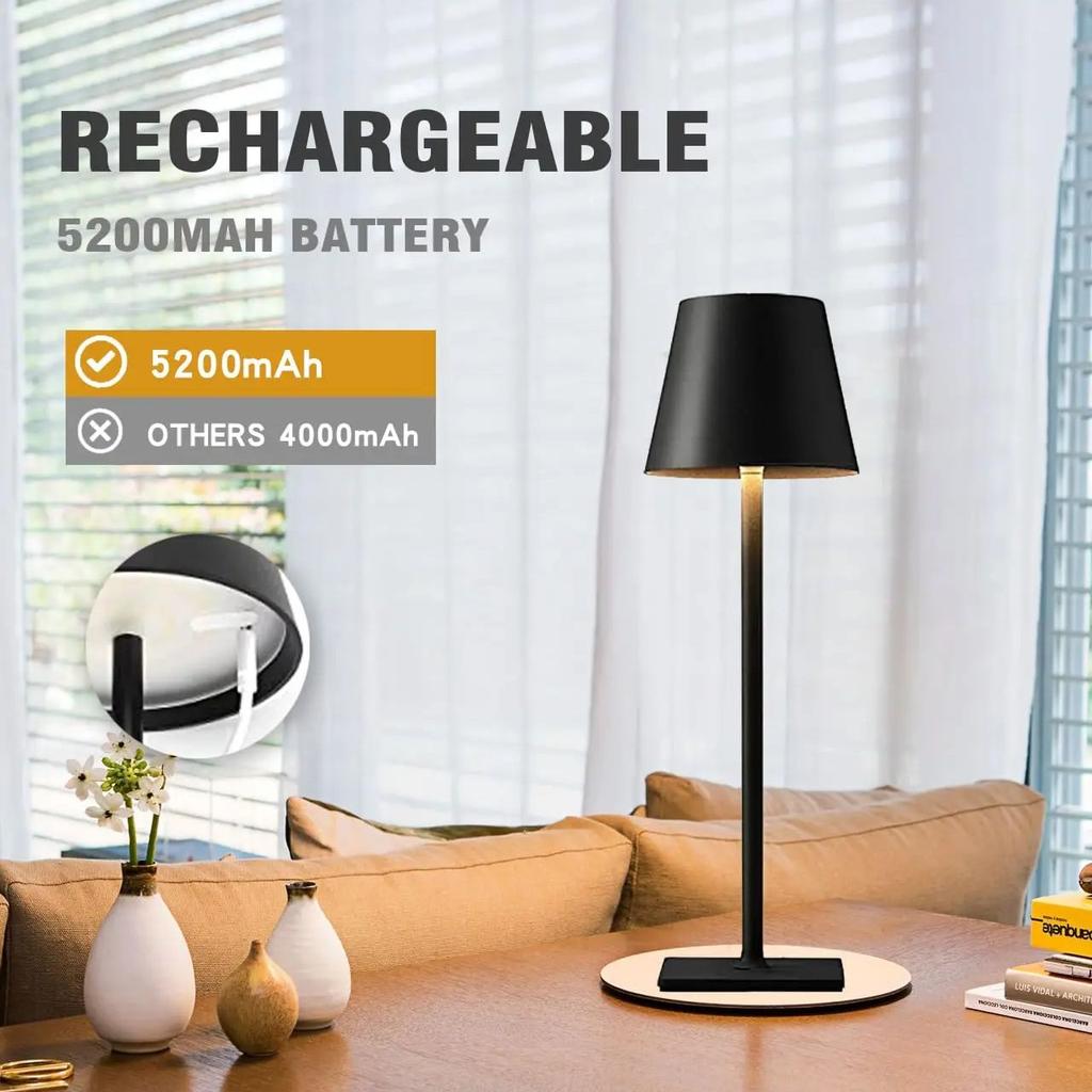 LED Table Lamp Portable Touch Desk Lamp Rechargeable Vintage Lamp for Restaurant Bedroom BarsCamping Coffee Shop Night Light