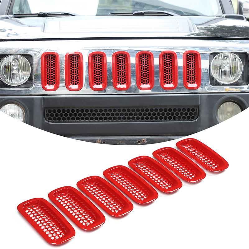 Für Hummer H3 2005-2009 ABS Schwarz/Rot Auto Frontgrill Insektenschutz Schutzabdeckung Dekoration Modifikationszubehör