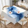 One Elegant Blue Tablecloth - White Rectangular Table Cover, Suitable for Home Decorationzyc