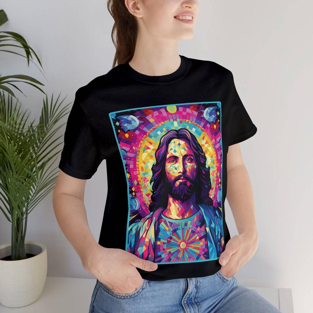 Jesus Inspiring T-Shirt Jesus Artistic T-Shirt Mosaic Serenity Tee