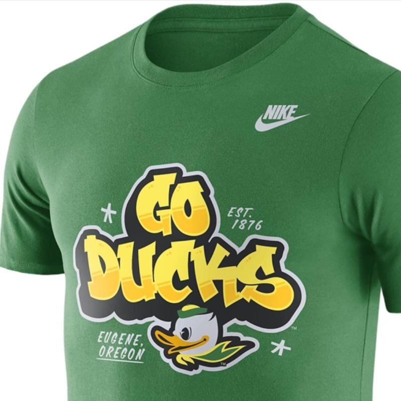 Nike Oregon Cartoon Letter Pattern Printed Round Neck Short Sleeve T-Shirt Men Tops Green FN6120-377