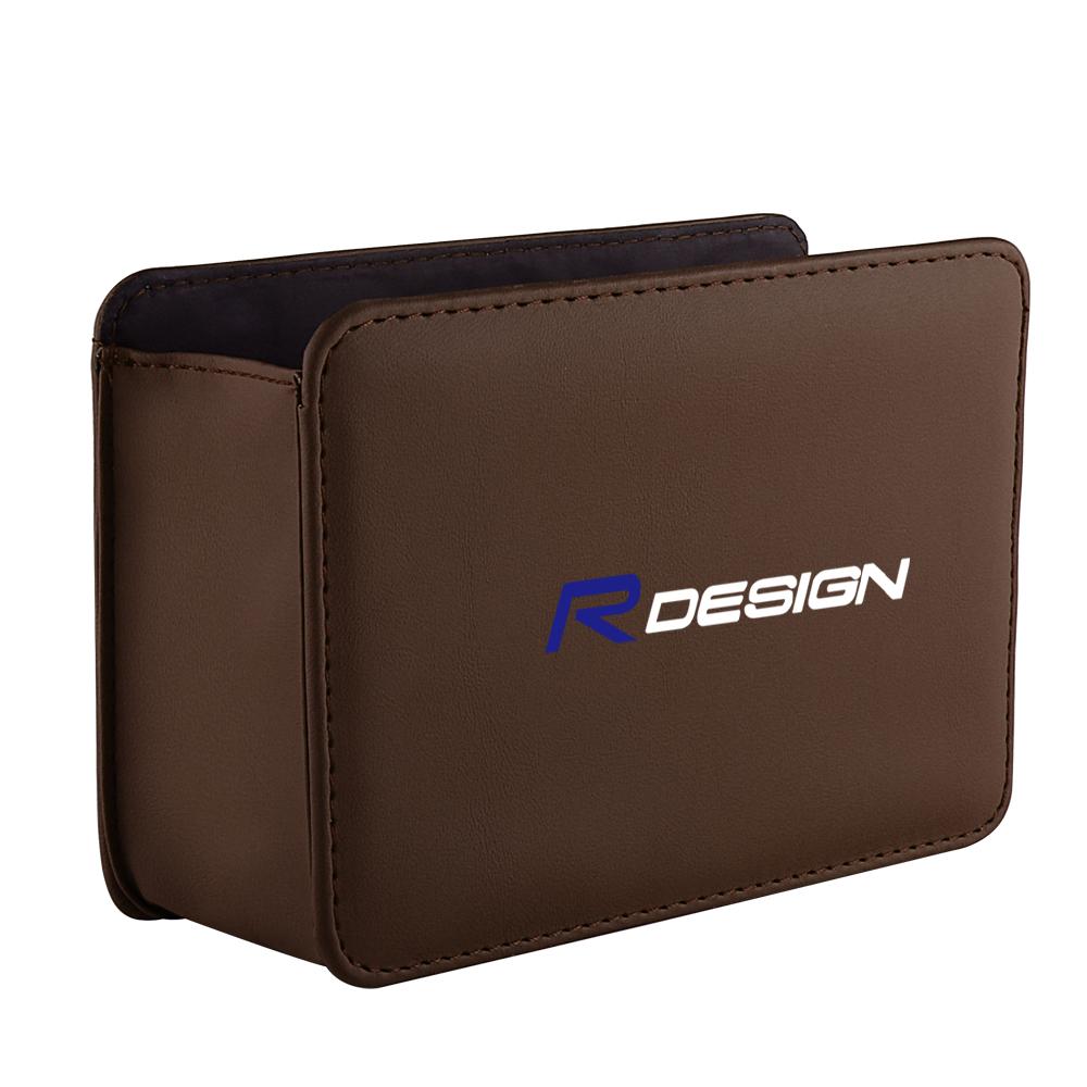 Car Door Storage Box Leather Auto Emblem Seat Back Trash Can For Volvo Rdesign XC60 V40 S60 V50 V60 C30 S40 XC40 S80 Accessories