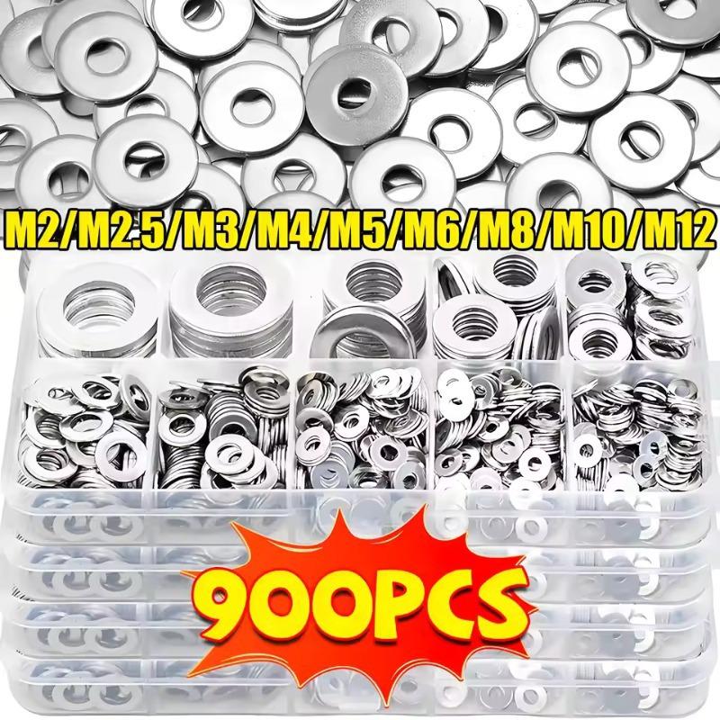 Набор плоских шайб 900 шт. M2-M12