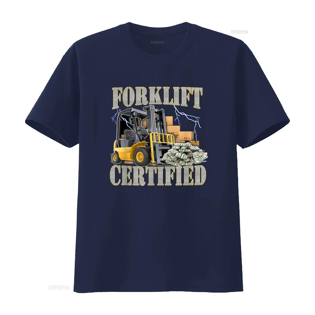 Forklift Certified T Shirt Funny Gift Bf25a Vintage Washed Versatile Casual Streetwear Soft Homme Breathable Stylish Graphic