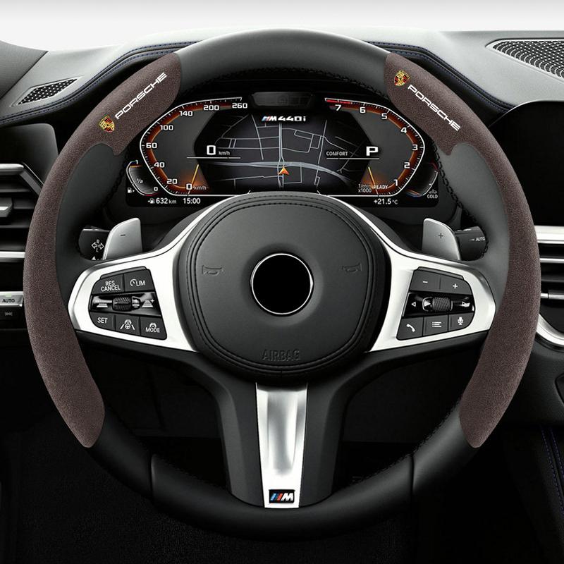 

Universal Suede Car Steering Wheel Anti-slip Cover For Porsche 911 Cayenne Carrera-GT 928 Panamera Boxster Macan 918-Spyder 968