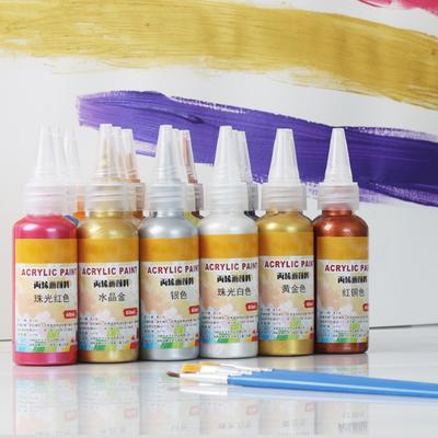Pintura Acrílica Metálica 60ml Impermeable Resistente a la Decoloración (Oro plata) para Estatua de Buda Arte de Pared para Colorear y Graffiti