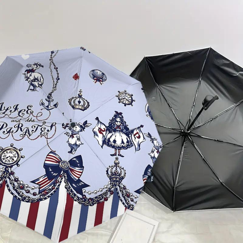1 Stück Alice und Piraten Regenschirm - 8 Speichen verstärkt, Automatisches Öffnen, Leicht & Langlebig, Niedliches Modeaccessoire für Draußen - P78