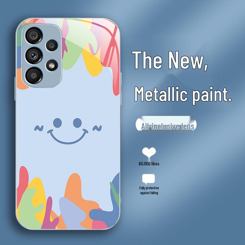 

Чехол из жидкого стекла с цветной радужной улыбкой | Совместим с Samsung S9, S10, S22pro, S30 | Универсальная конструкция с защитой от падения Samsung S25 Ultra