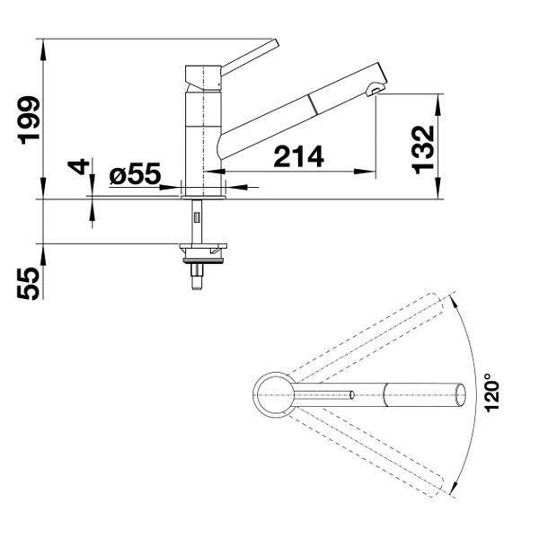 Mitigeur Cuisine - Blanco - KANO-S - Bec Droit Orientable - Douchette Extractible - Cartouche Céramique