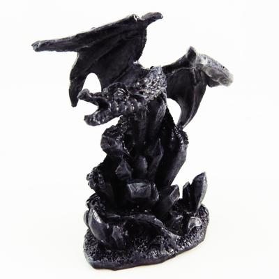 [A0426] - Mini Resin Statuette 'Mystical Dragon' Dark Gray - 6 Cm