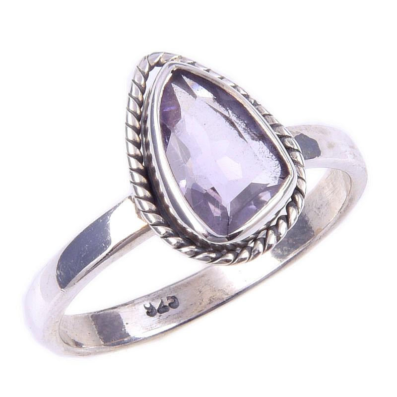 Natural Pink Amethyst Gemstone Handmade 925 Solid Sterling Silver Ring S.7 z1G76