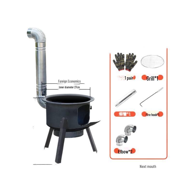 Portable Wood-Burning Stove for Home and Outdoor Use - Large Wok Stand, Clay Pot Compatible, Ideal for Rural Areas and Camping