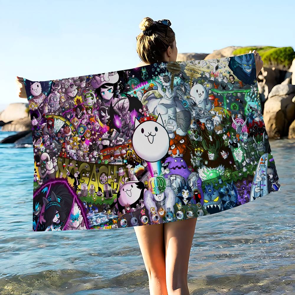 Battle Cats Anime Microfiber Beach Towel Absorbent Quick Dry Soft Yoga Swimming Resort Mountain Climbing Towel