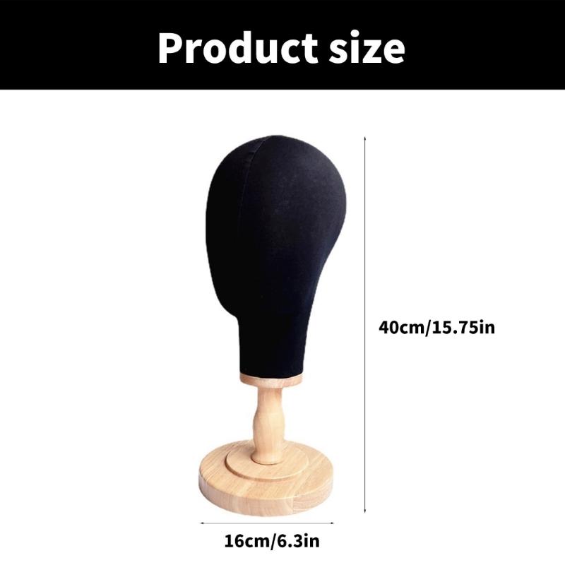 Wig Stand with Head Mannequin Head Stand with Wood Base for Multiple Wigs Hat Wig Head Stand Wig Display Stand Black