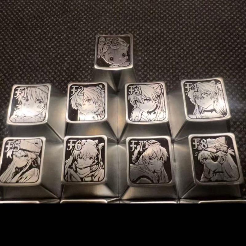 Anime Asuka Langley Soryu Neon Genesis Evangelion Metal Keyboard Cap Suit Machine Personalize Dstereoscopic Decoration Gift