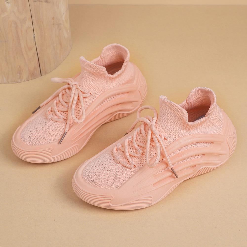 New socks and shoes women's sweet and trendy thick-soled fly-woven sports and leisure shoes soft-soled breathable running women's shoes