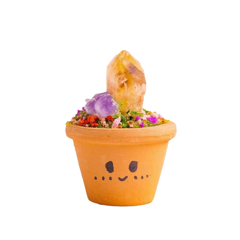 Feng Shui Crystal Stones Potted Plant Mini Decorative Rhinestone Potted Meditation