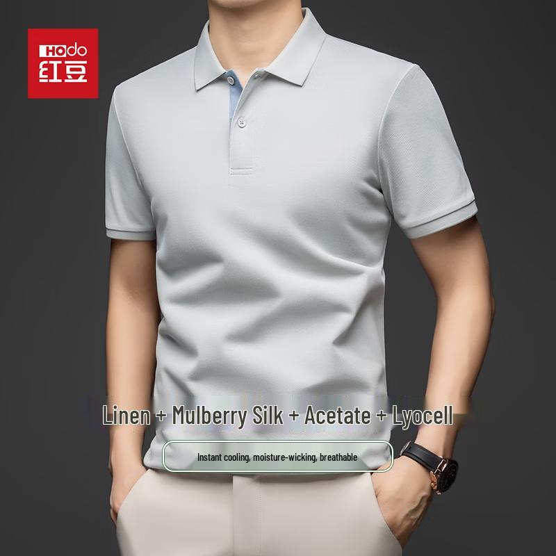 Men s Linen Blend Short-Sleeve Polo Shirt M