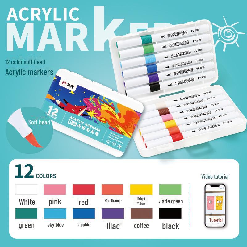 Student Acrylic Marker with Soft Tip, Non-Transparent, Stackable, Choose Complementary Colors