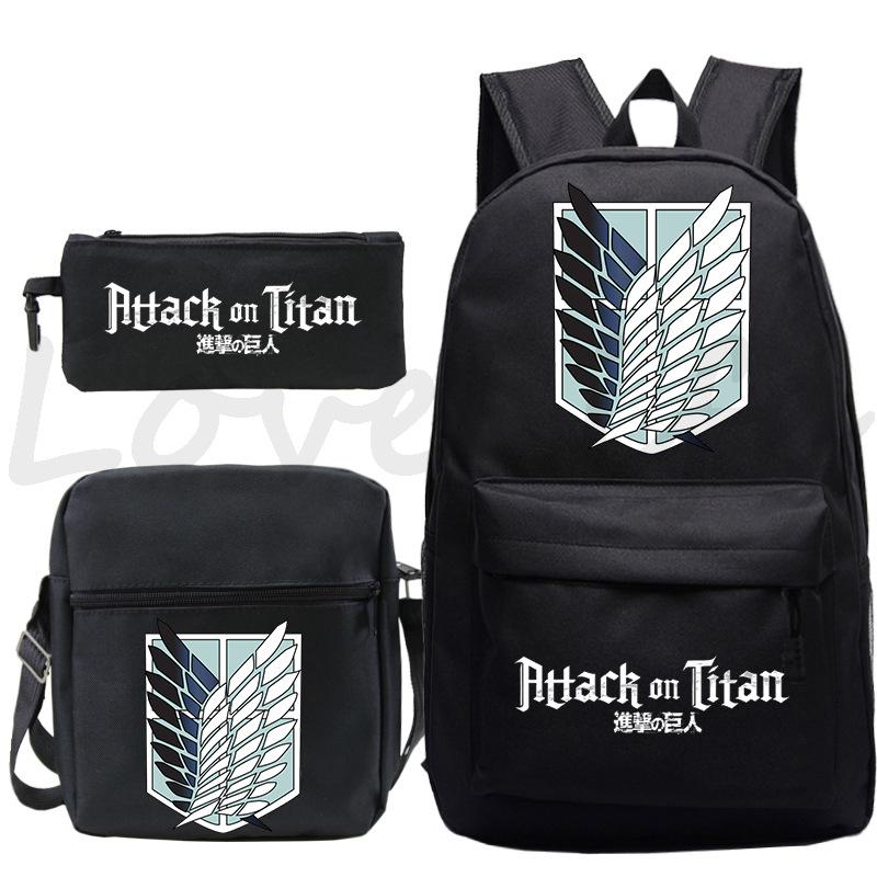 Animation Peripheral Student School Bag Crossbody Bag Pencil Bag Three-Piece Outdoor Backpack