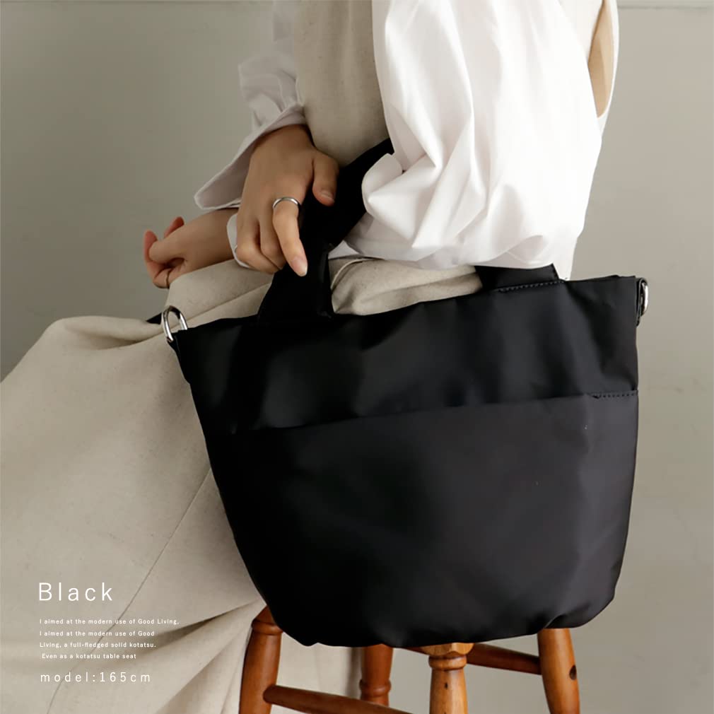 VITAFELICE Nylon Balloon Tote Bag Women's 2-Way (vnsb-725z) (Black)