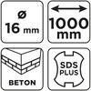 Wiertło do betonu SDS Plus z podwójną spiralą 16 x 1000 mm
