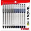 Pentel RSVP Medium Point Pens - 1.0mm - 12 Pack of 6 Black & 6 Blue Ballpoint Pens