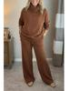 2025 Herbst/Winter Damen Unifarbener Kapuzenpullover mit hohem Kragen & Top Zweiteiliges Set - Lässig und Stilvoll