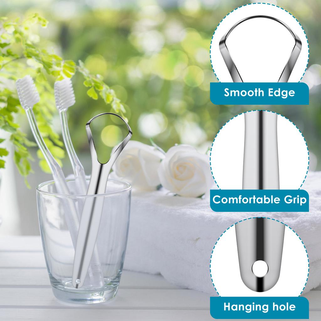 4/8Pcs Tongue Scraper Stainless Steel Oral Mouth Brush Tongue Scraper Reusable Fresh Breath Maker Wide Head Tongue Cleaner Tools